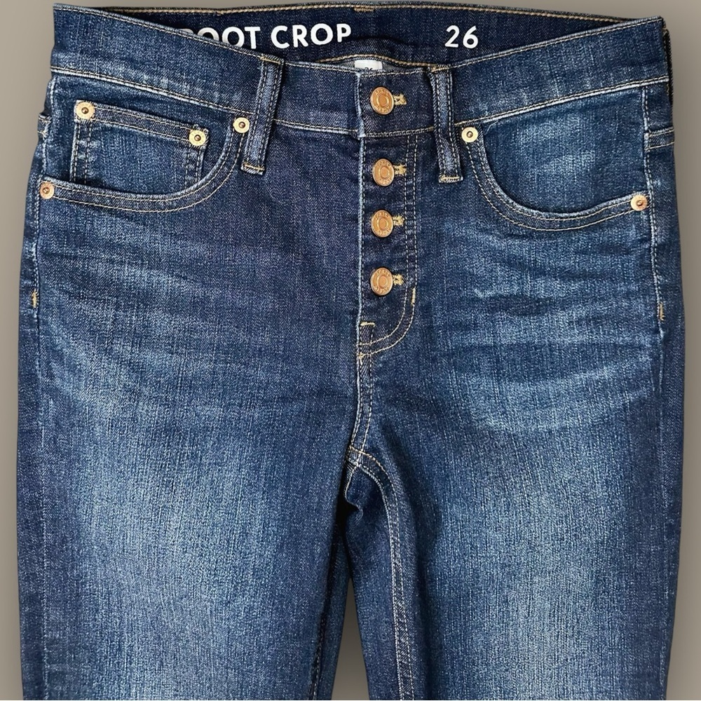 J. Crew ‘9” Demi-Boot Crop Jean’ in “Dark Worn Wash” Size 26 - Picture 6 of 16